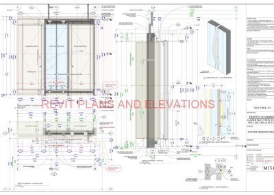 Triptych Mirror - Plan, Elevation & Details